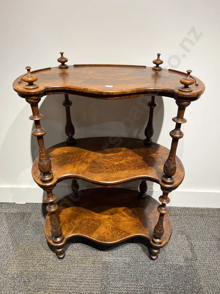Victorian Burr Walnut Three Tier Whatnot Image 1++