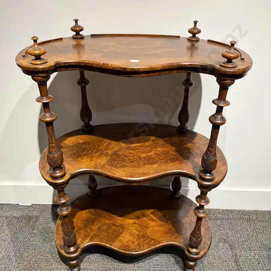 Victorian Burr Walnut Three Tier Whatnot
