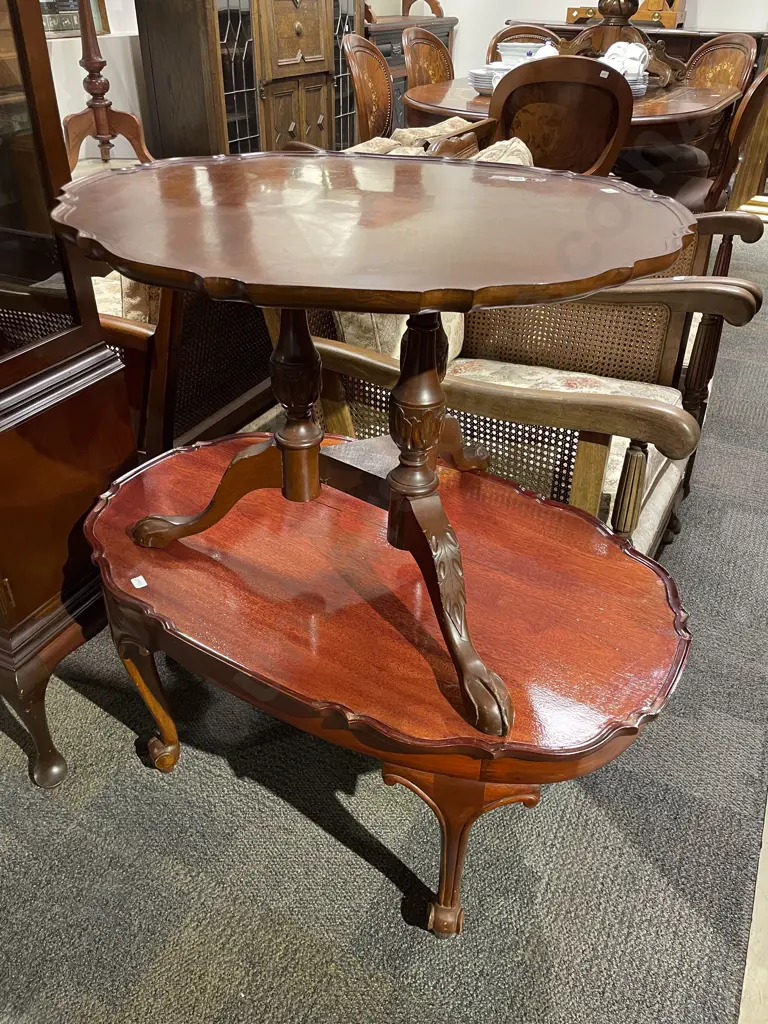 Two Reproduction Mahogany Coffee Tables Image 1++