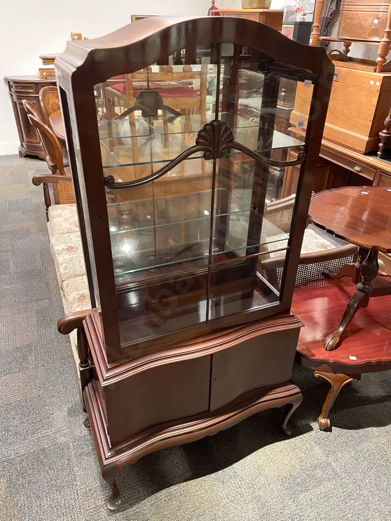 Mahogany Glazed China Cabinet with Cupboard to Base Image 1++