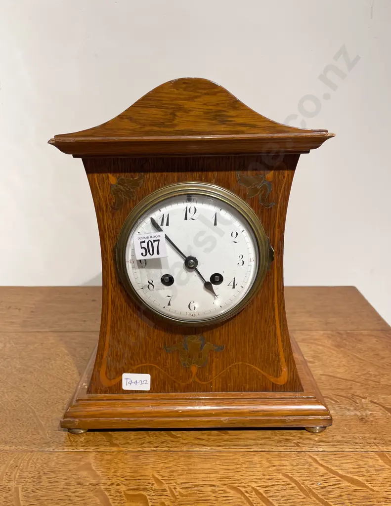 Oak Art Nouveau Mantle Clock Image 1++
