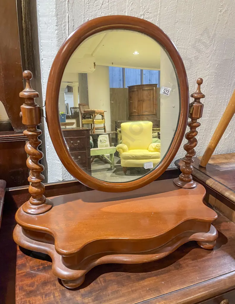 Reproduction Swing Toilet Mirror with Barley Twist Supports Image 1++