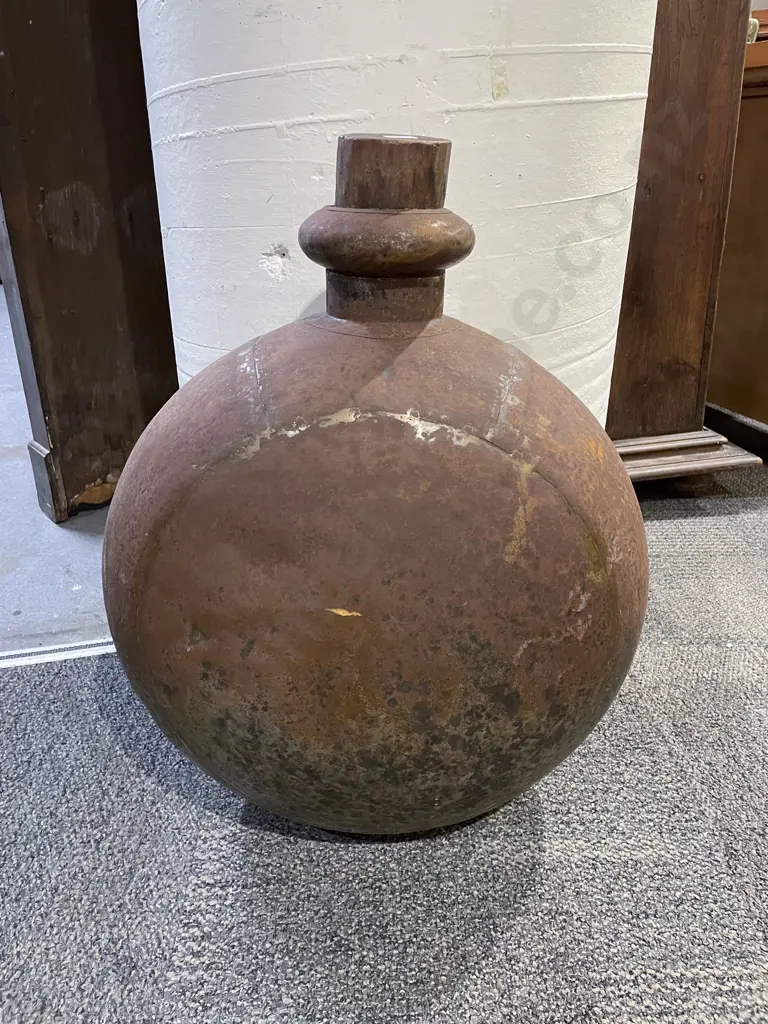Large Decorative Tin Flask Image 1++