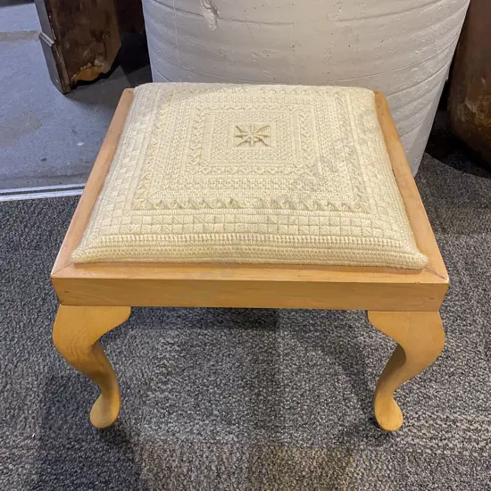 Needlepoint Topped Footstool