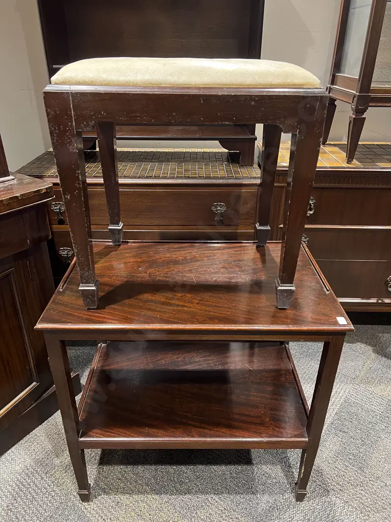 Two Tier Occasional Table with Piano Stool Image 1++