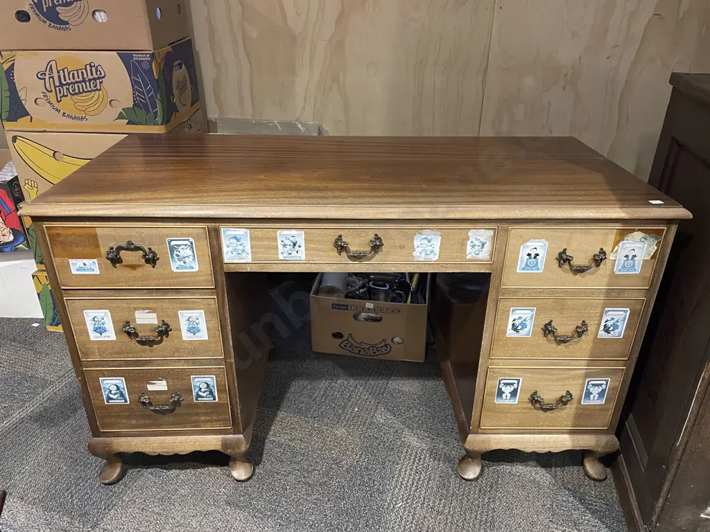 Reproduction Mahogany Kneehole Desk Image 1++
