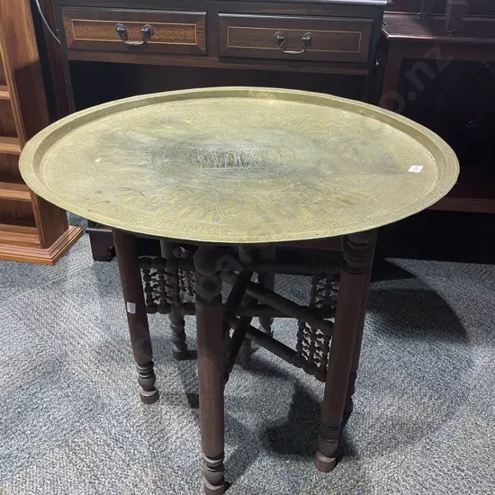 Anglo Indian Brass Top Occasional Table