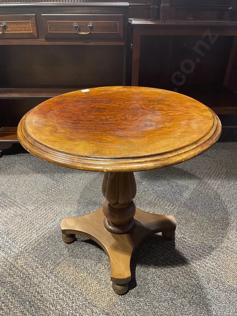 Walnut Circular Side Table Image 1++