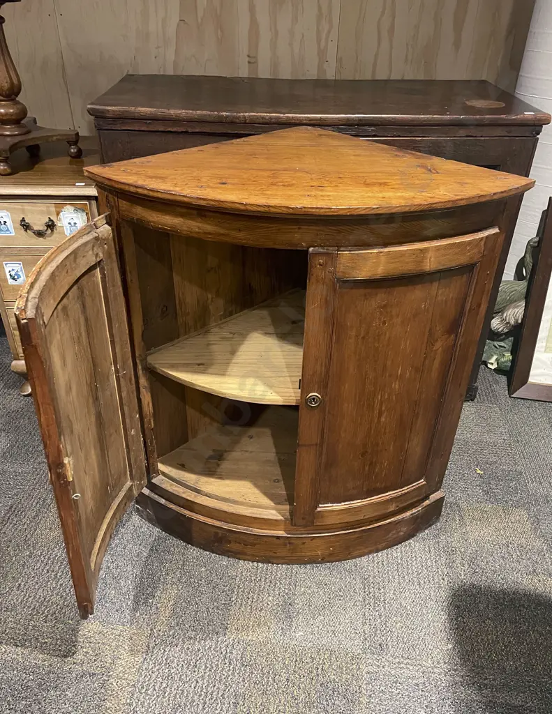 Antique Pine Corner Cupboard Image 1++