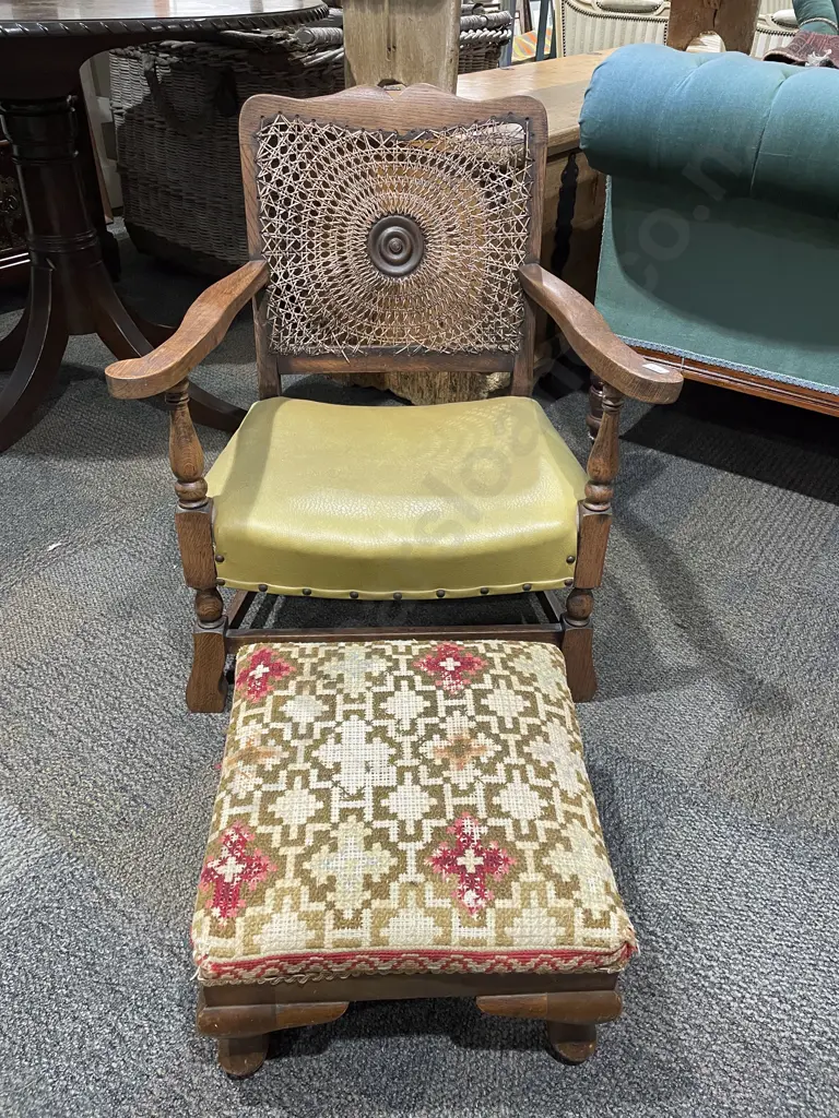 Oak Children's Chair together with Footstool Image 1++