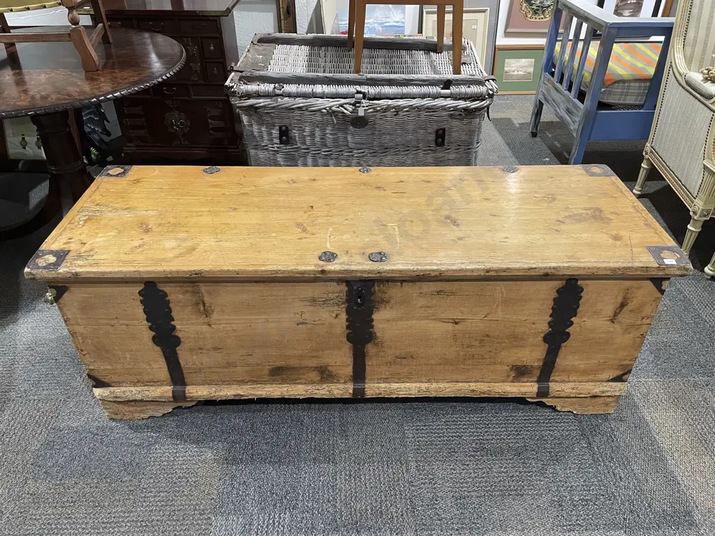 Antique European Pine Blanket Chest Image 1++