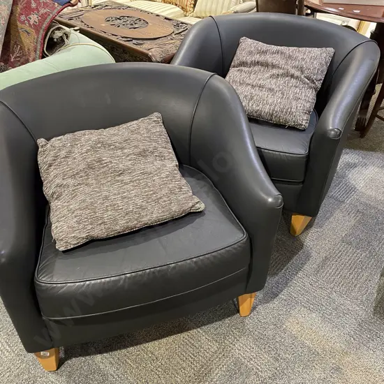 Pair of Modern Vinyl Tub Chairs