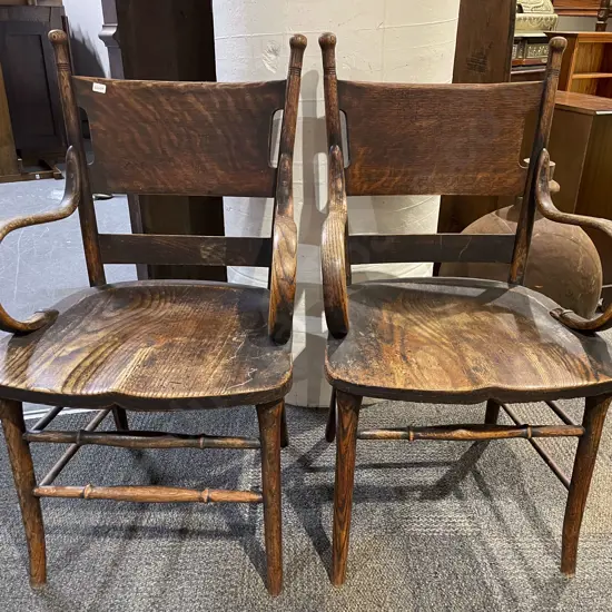 Pair of Early C20th Bentwood Carver Chairs