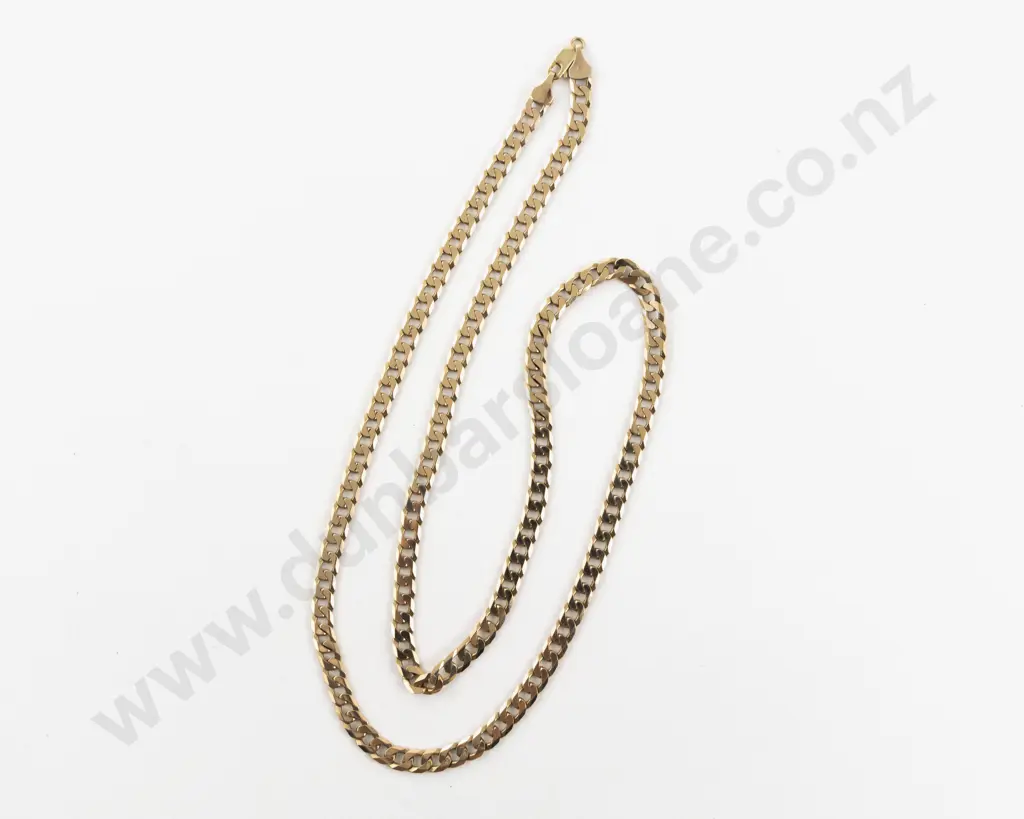 9ct Modern Flat Curb Link Neck Chain Image 1++