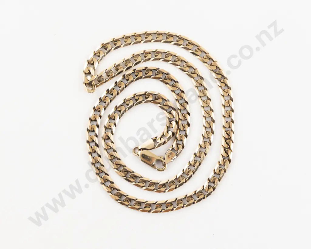 9ct Modern Flat Curb Link Neck Chain Image 1++