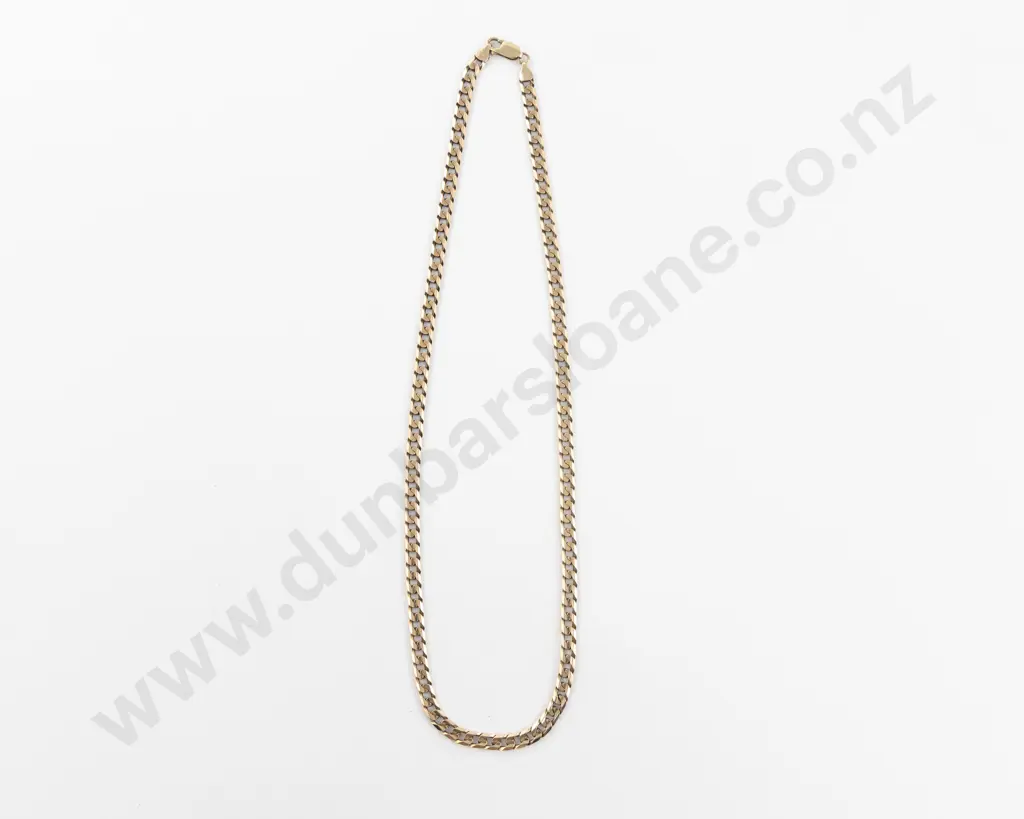 9ct Modern Flat Curb Link Neck Chain Image 1++