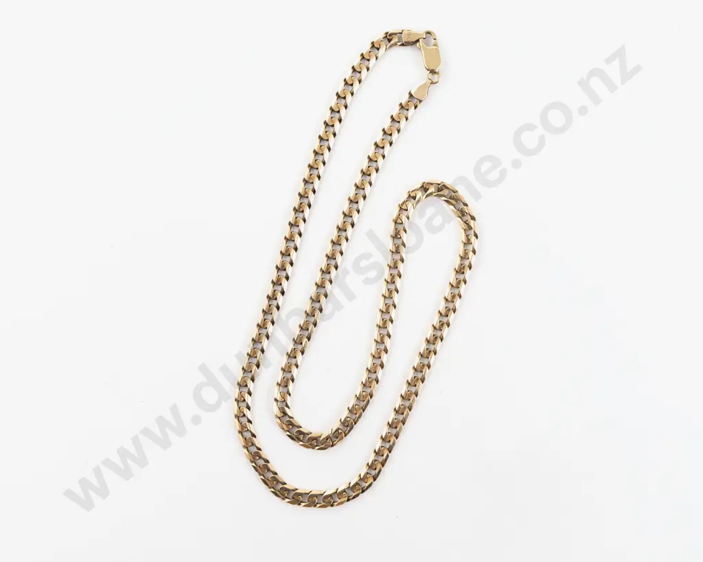 9ct Modern Flat Curb Link Neck Chain Image 1++