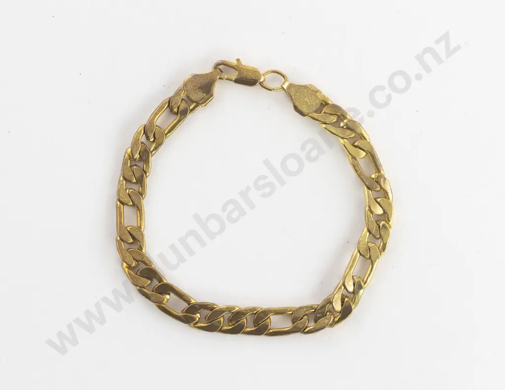 18ct Modern Flat Mixed Curb Link Bracelet Image 1++