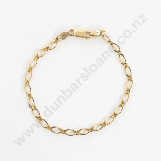 9ct Mixed Curb Link Bracelet