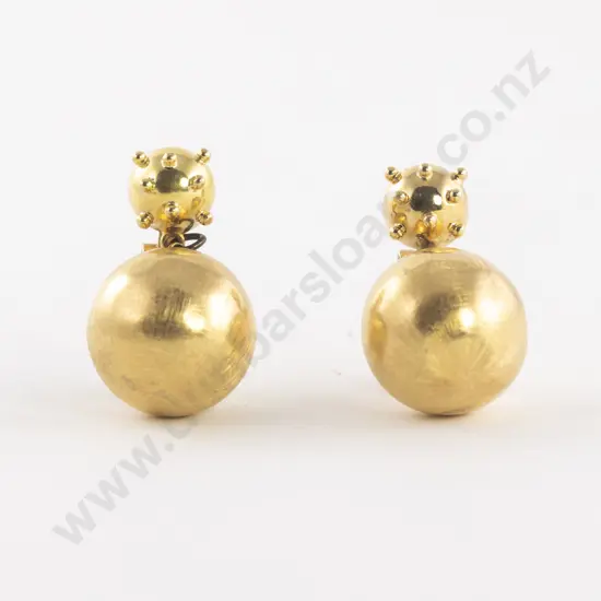 Pair 18ct Suspended 'Ball' Drop Earrings