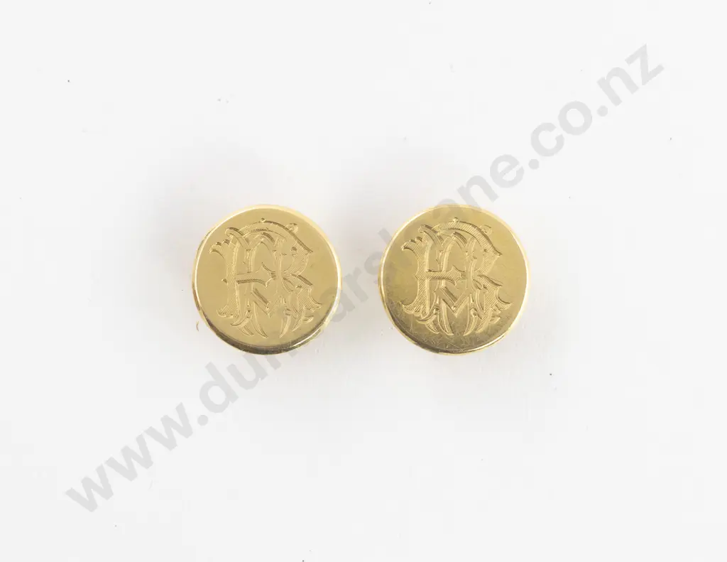 Pair Victorian 18ct Circular Studs Image 1++