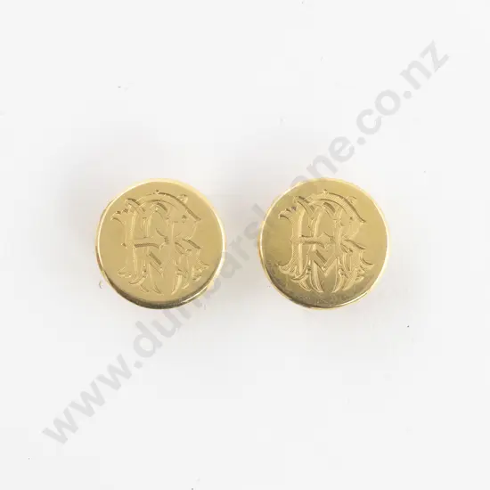 Pair Victorian 18ct Circular Studs