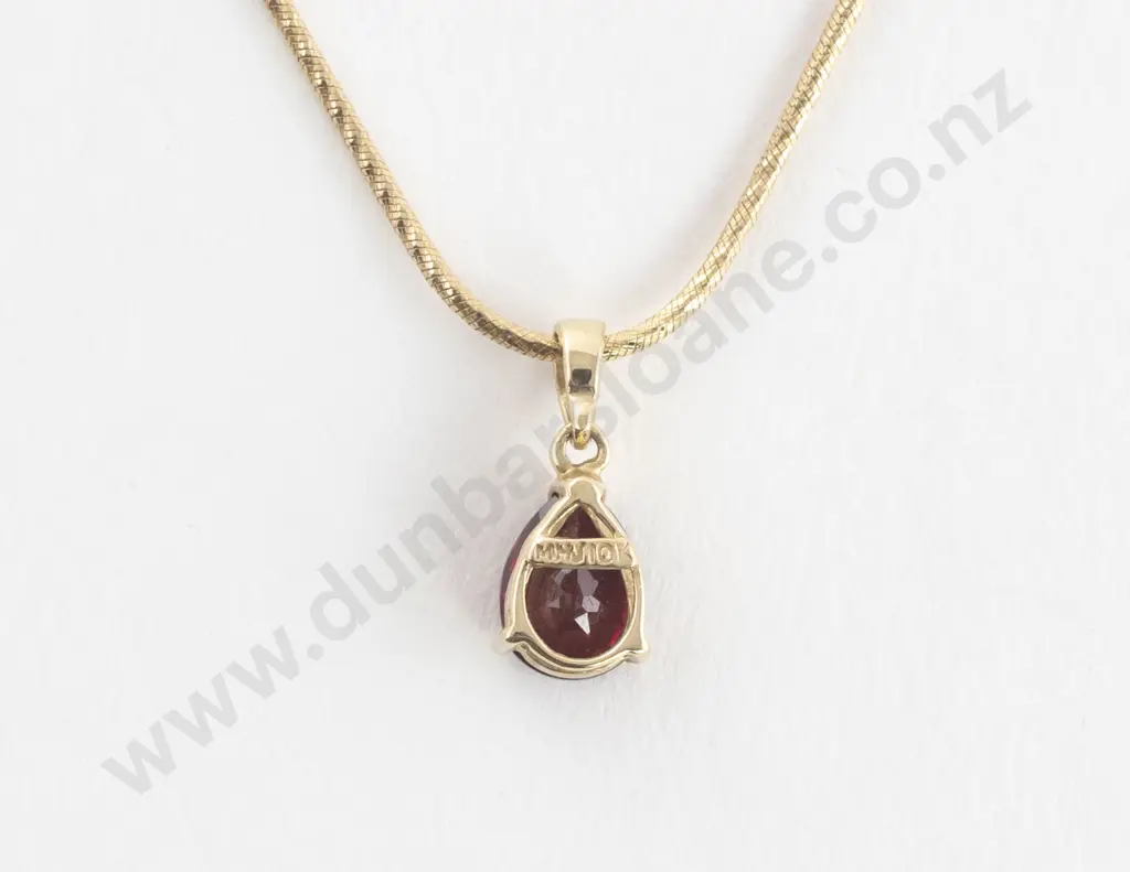 10ct Three Stone Garnet and Diamond Pendant Image 1++