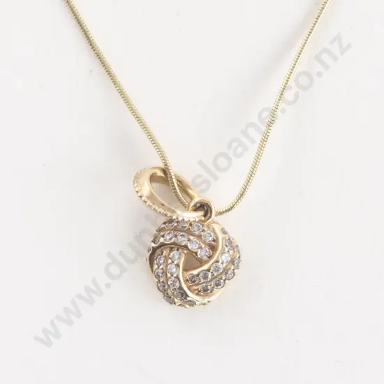 9ct 37Sone Cubic Zirconia Love Knot Pendant on 10ct Neck Chain