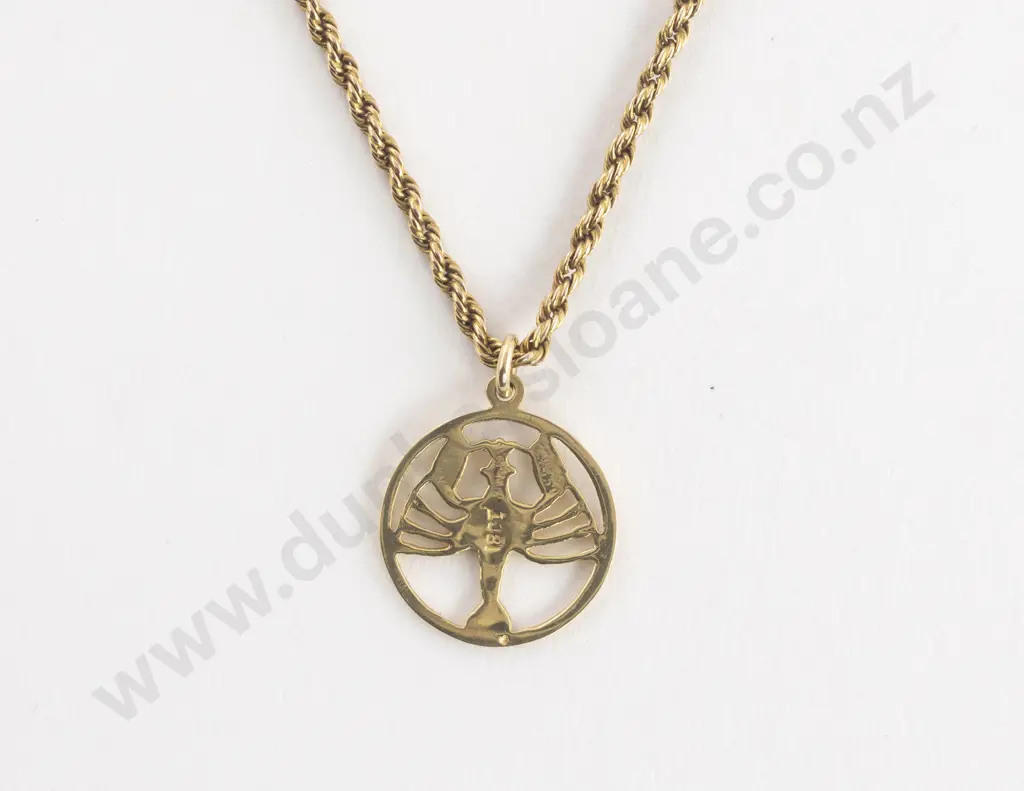 18ct Circular Scorpion Pendant on 14ct Modern Fancy Link Chain Image 1++