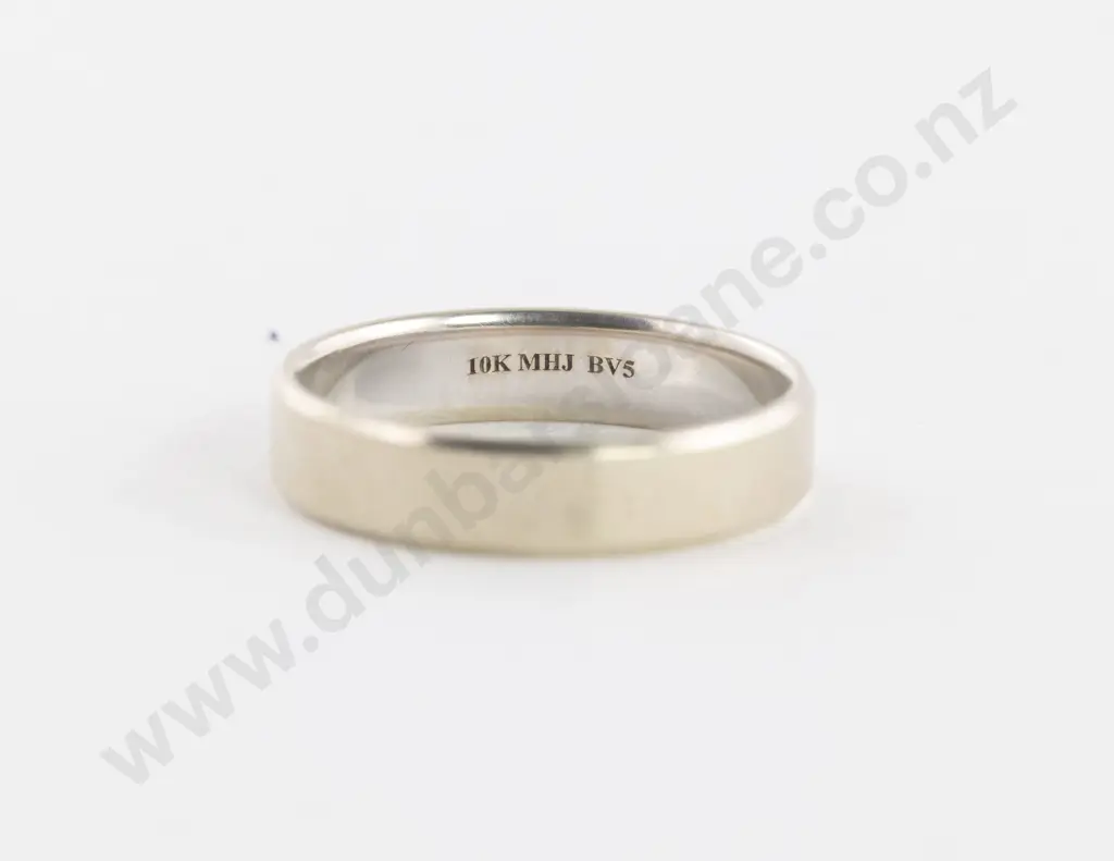 10ct White Gold Plain Wedding Band Image 1++