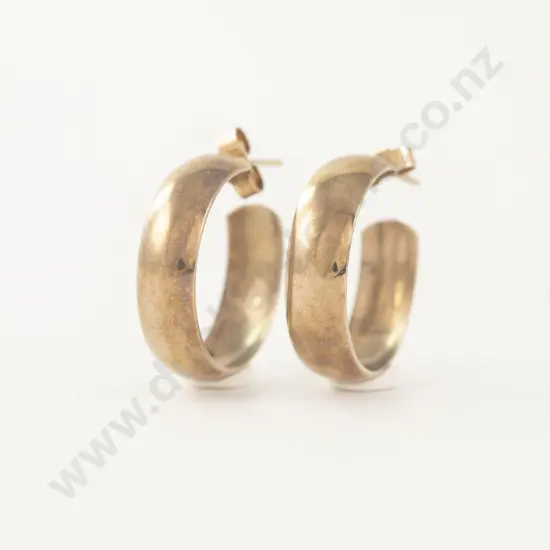 Pair 9ct Plain Hoop Earrings