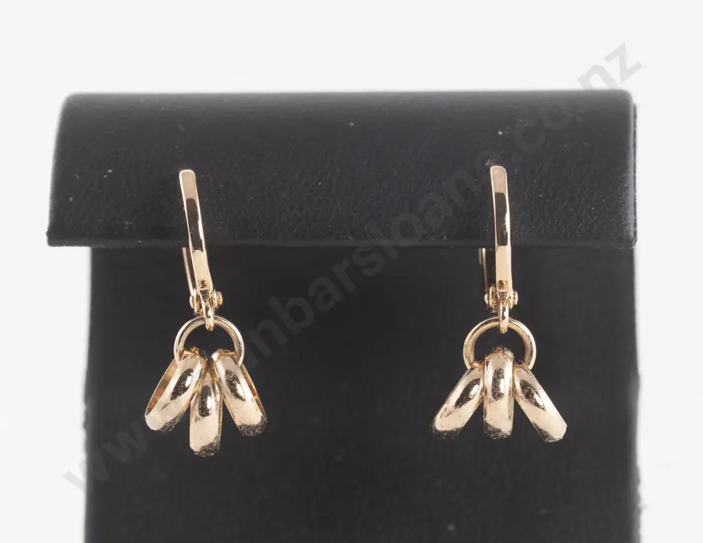 Pair 9ct Pendant Hoop Drop Earrings Image 1++