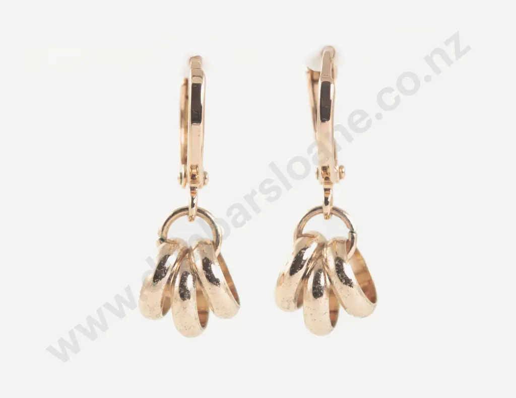 Pair 9ct Pendant Hoop Drop Earrings Image 1++