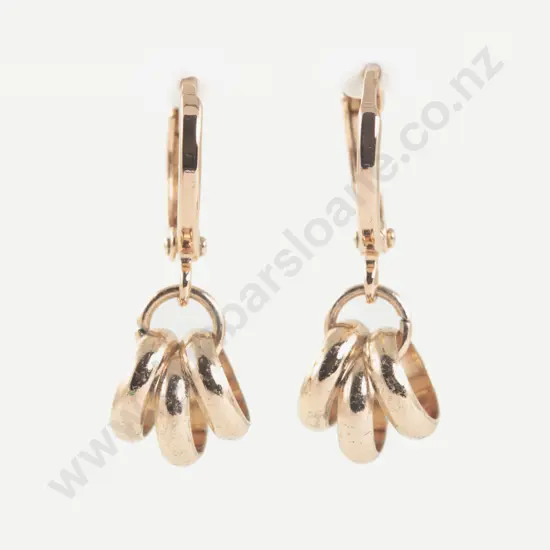 Pair 9ct Pendant Hoop Drop Earrings