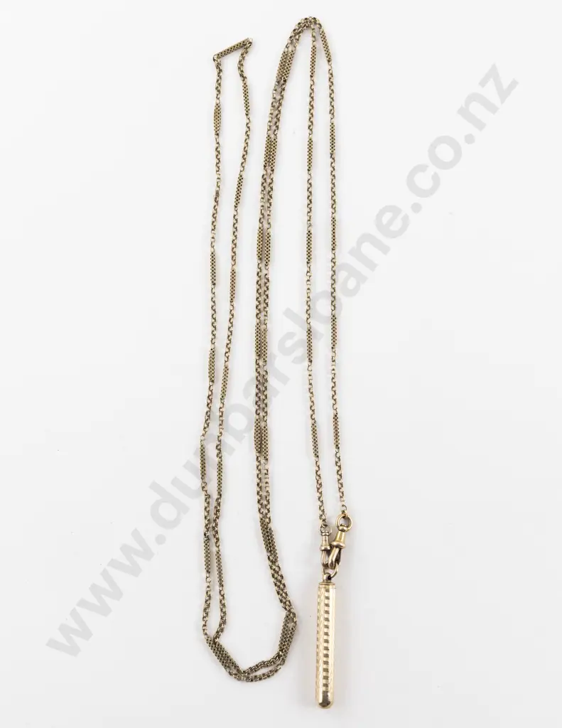 Victorian 9ct Fancy Mixed Link Muff Chain Image 1++