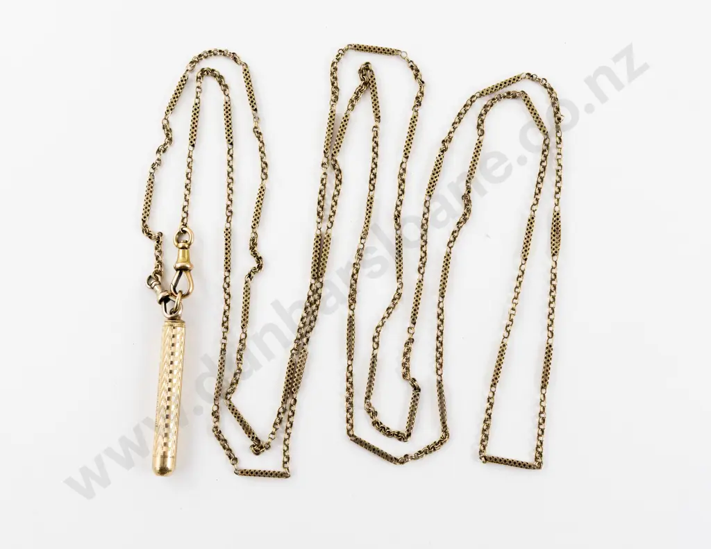Victorian 9ct Fancy Mixed Link Muff Chain Image 1++