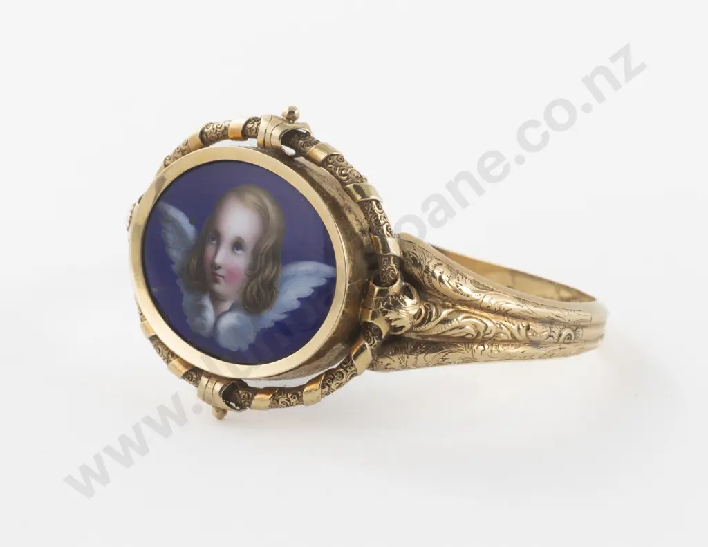 Victorian 14ct Enamel Hinged Snap Bangle Image 1++