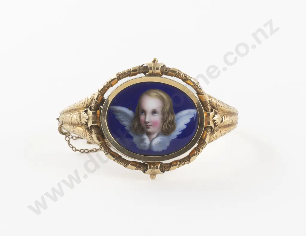 Victorian 14ct Enamel Hinged Snap Bangle Image 1++