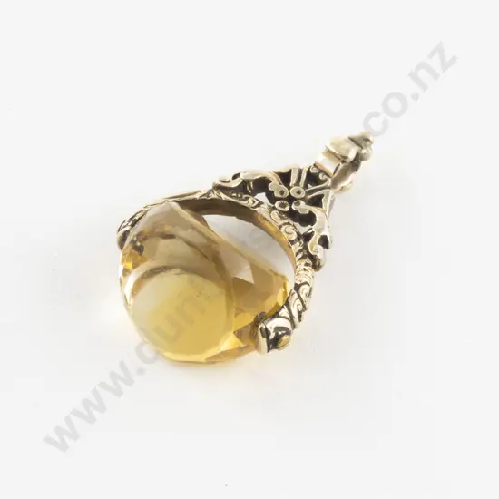 9ct Mounted Citrine Swivel Fob
