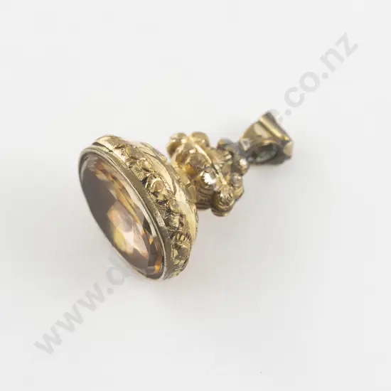 Large Victorian Gold Plated Ornate Seal Fob