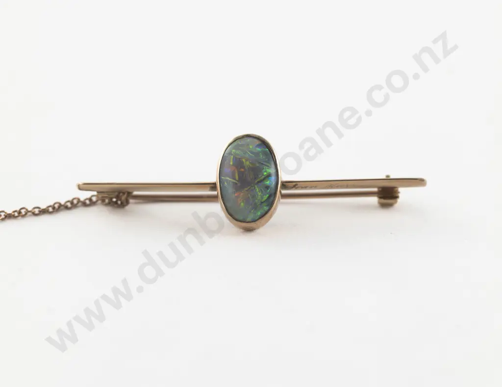 9ct Single Opal Bar Brooch Image 1++