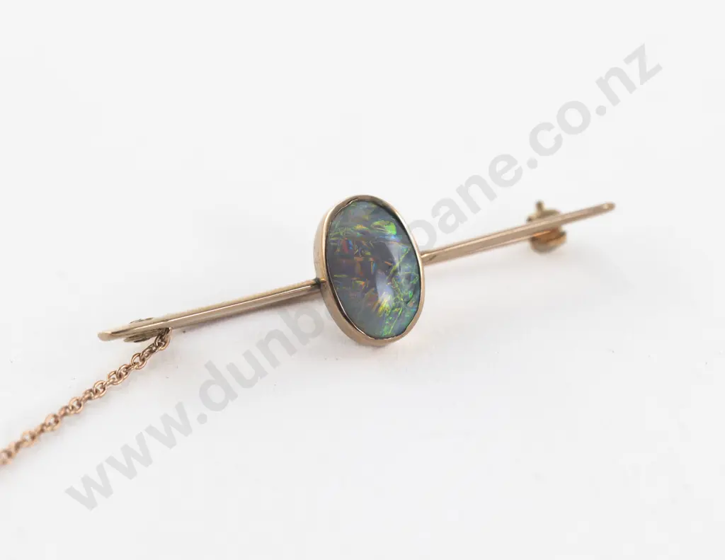 9ct Single Opal Bar Brooch Image 1++