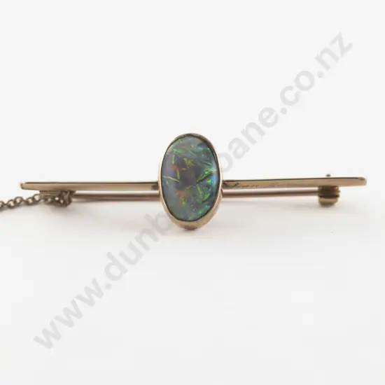 9ct Single Opal Bar Brooch