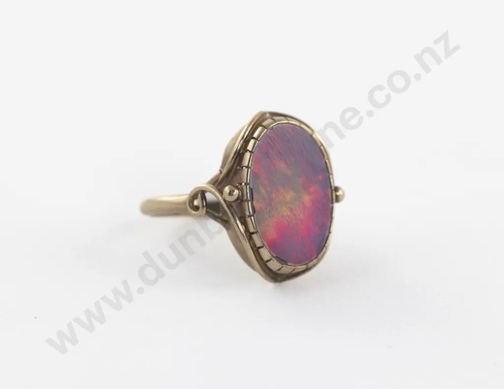 9ct Single Black Opal Dress Ring Image 1++