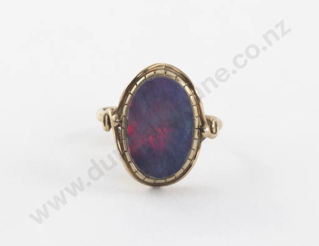 9ct Single Black Opal Dress Ring Image 1++