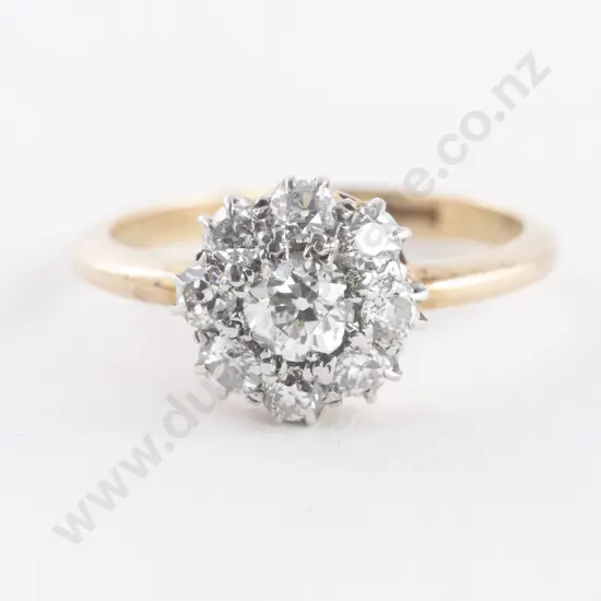 18ct Nine Stone Diamond Floret Cluster Ring