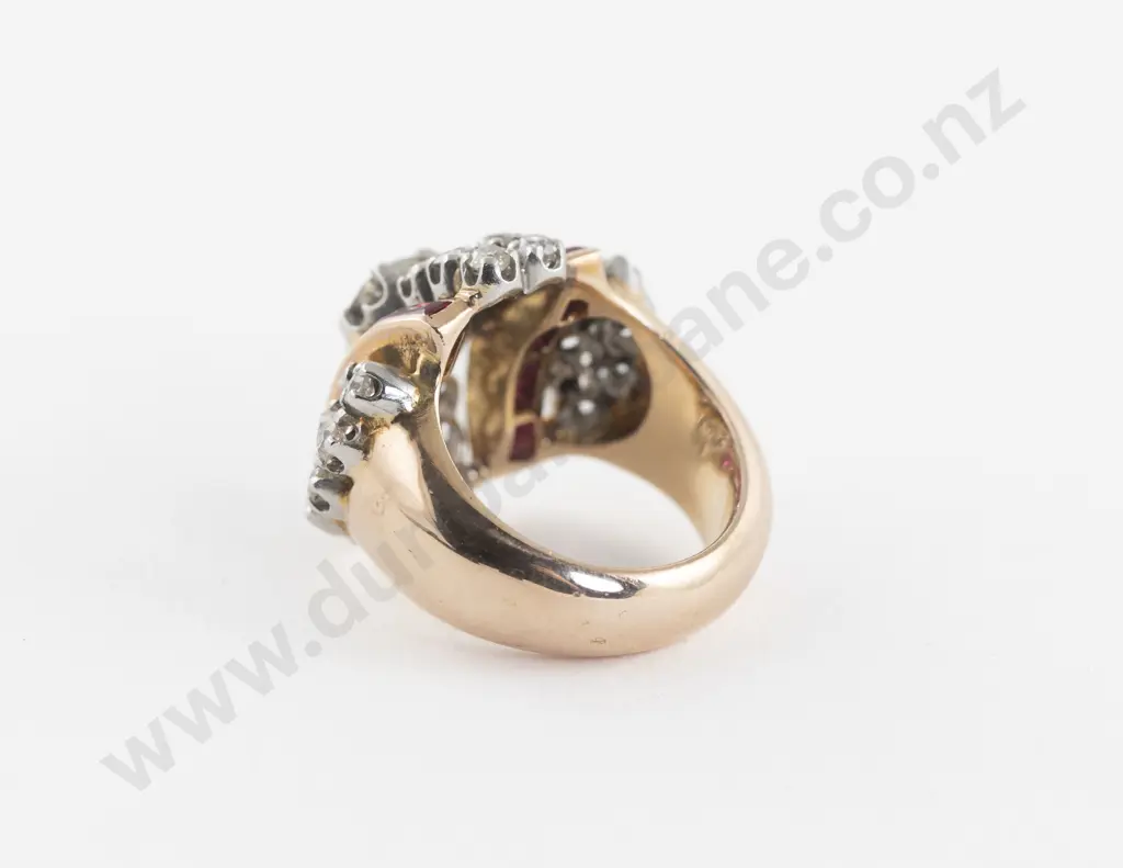18ct 35Stone Diamond and Synthetic Ruby Cluster Ring Image 1++