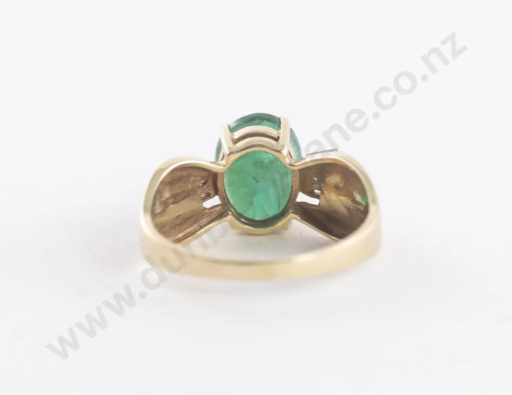 14ct Seven Stone Emerald and Diamond Ring Image 1++