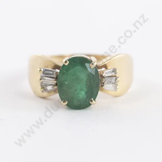 14ct Seven Stone Emerald and Diamond Ring