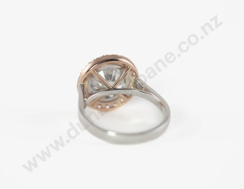 14ct White and Rose Gold 21Stone Diamond and Pink Diamond Cluster Ring Image 1++